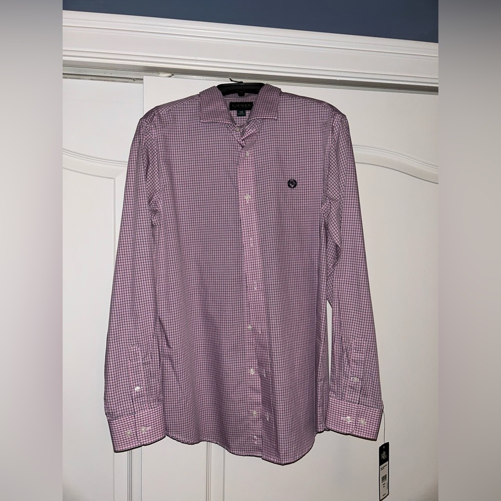 Purple/Red checkered Ralph Lauren shirt embroidered logo new with tags size 18
